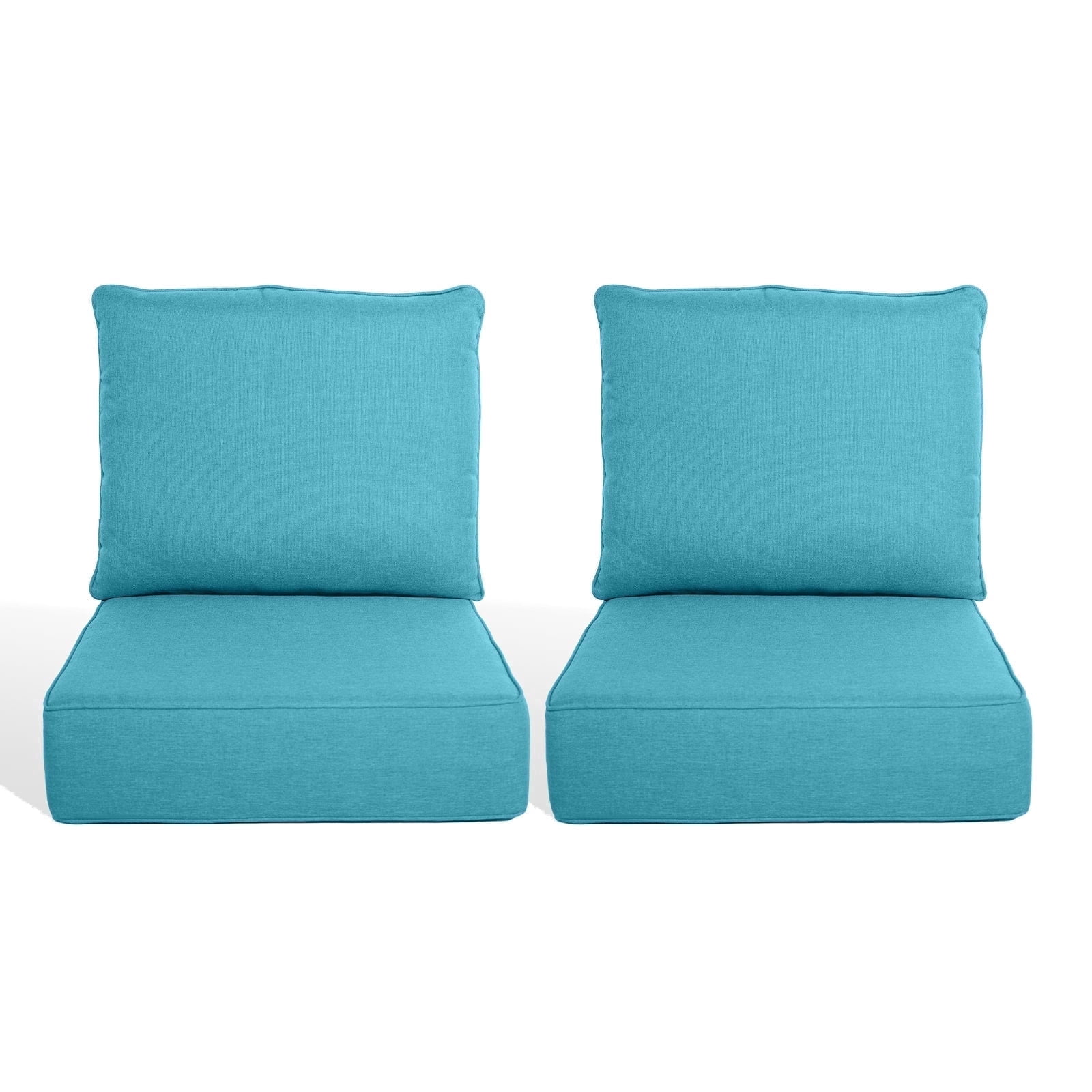 Joyofarm 24" x 22" x 6" Outdoor Chair Cushions for Patio Furniture, Deep Seat and High Back for Patio Rocking Dining Chair and Couch, Light Blue (Set of 2)