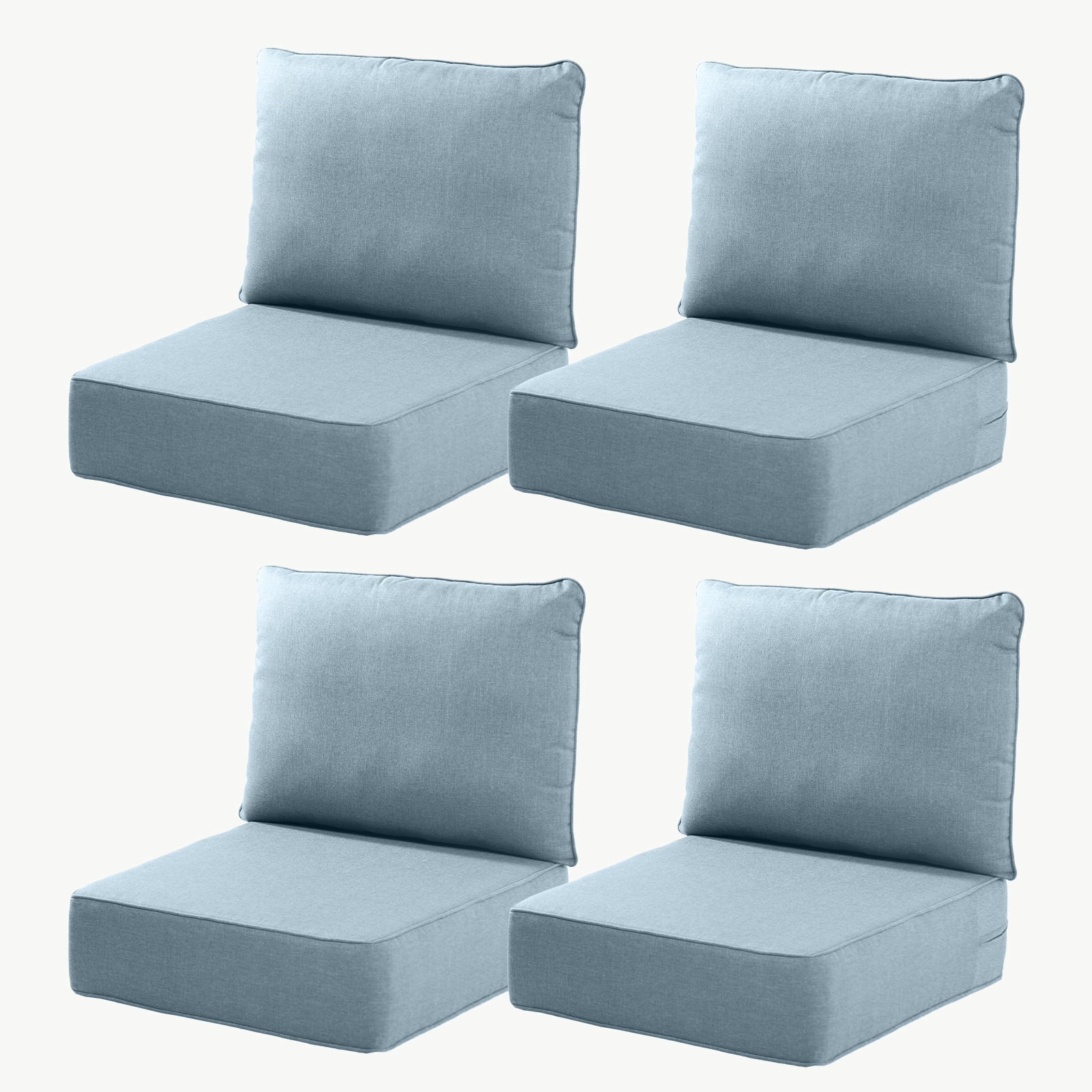 Joyofarm 24" x 22" x 6" Outdoor Chair Cushions for Patio Furniture, Deep Seat and High Back for Patio Rocking Dining Chair and Couch, Baby Blue (Set of 4)