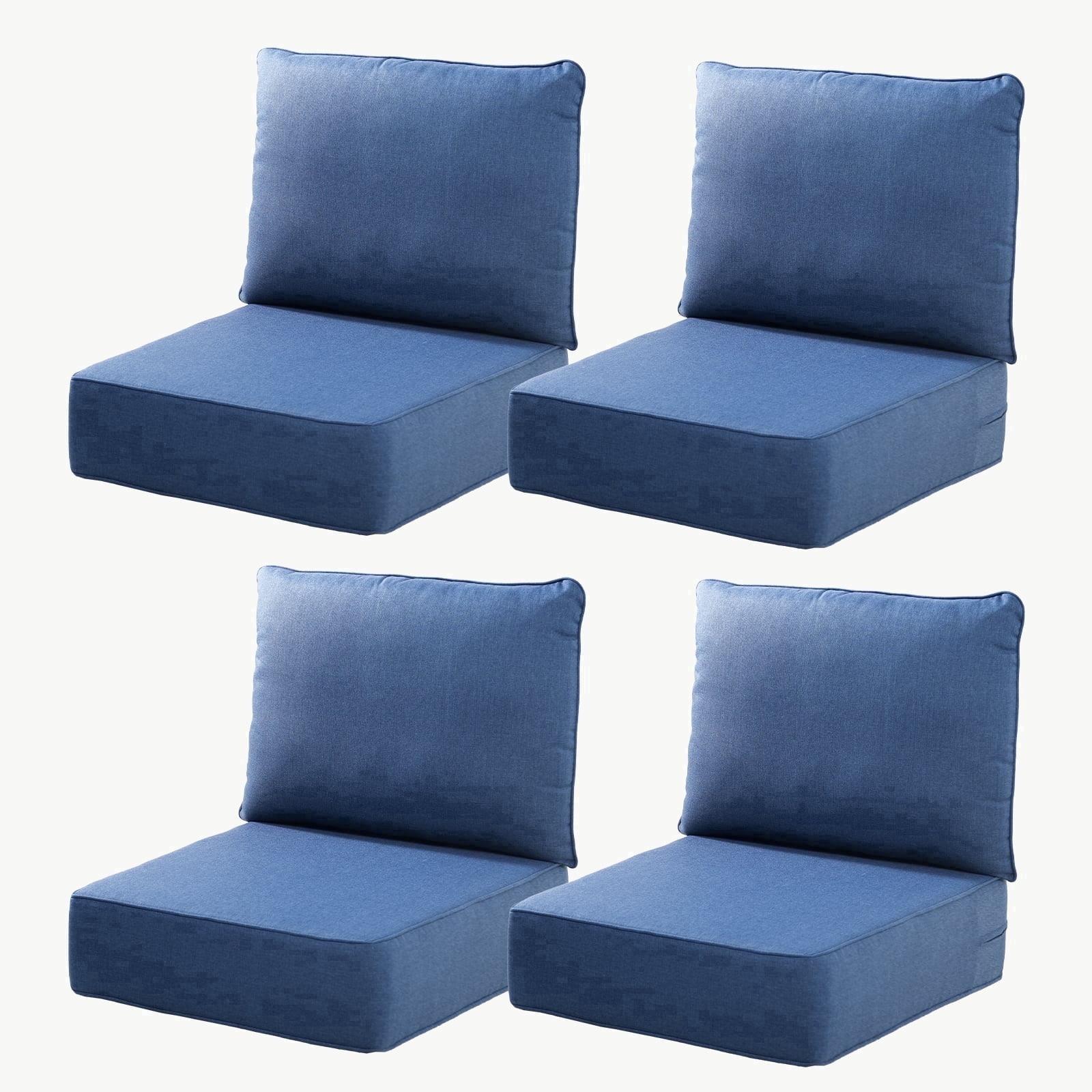 Joyofarm 24" x 22" x 6" Outdoor Chair Cushions for Patio Furniture, Deep Seat and High Back for Patio Rocking Dining Chair and Couch, Blue (Set of 4)