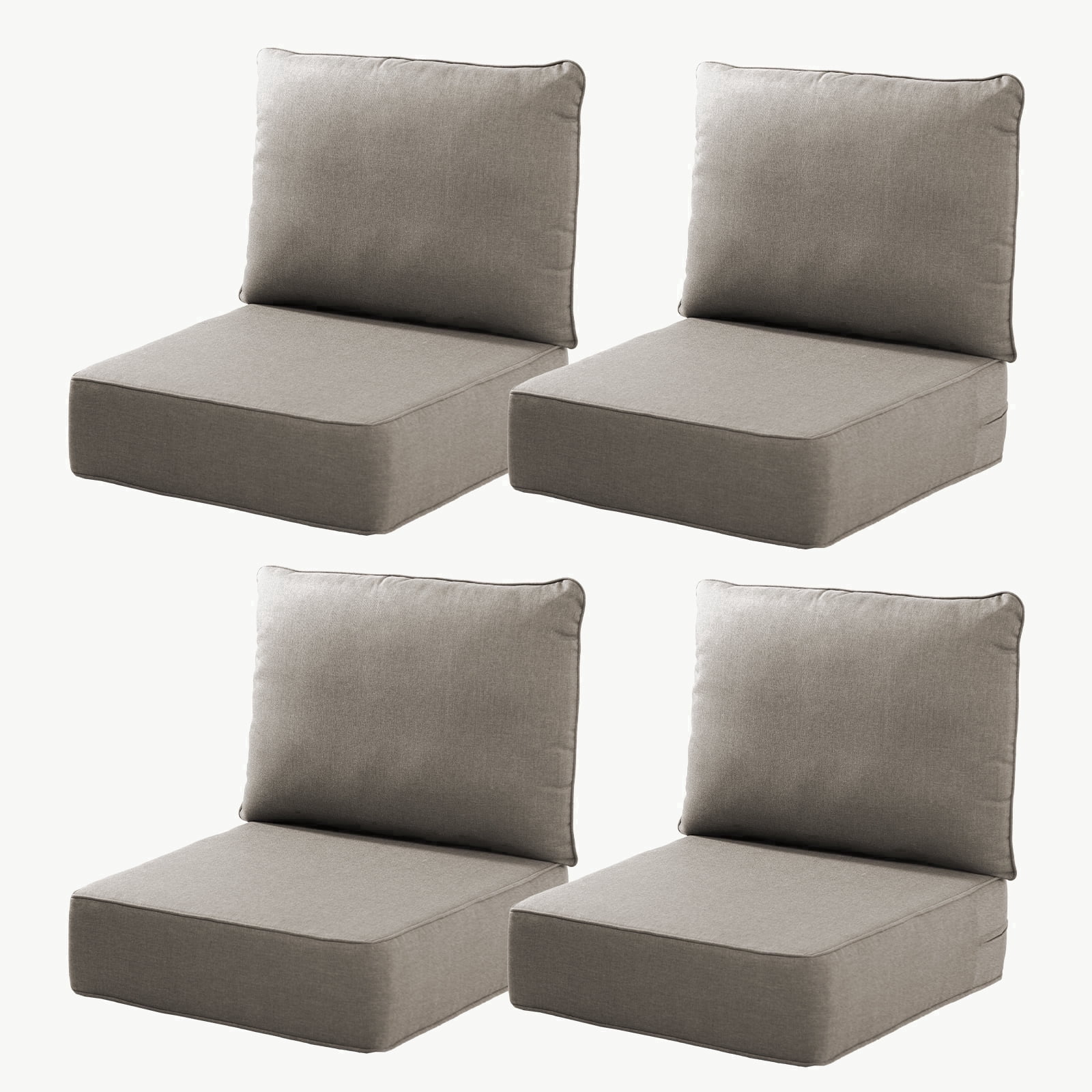 Joyofarm 24" x 22" x 6" Outdoor Chair Cushions for Patio Furniture, Deep Seat and High Back for Patio Rocking Dining Chair and Couch, Gray (Set of 4)