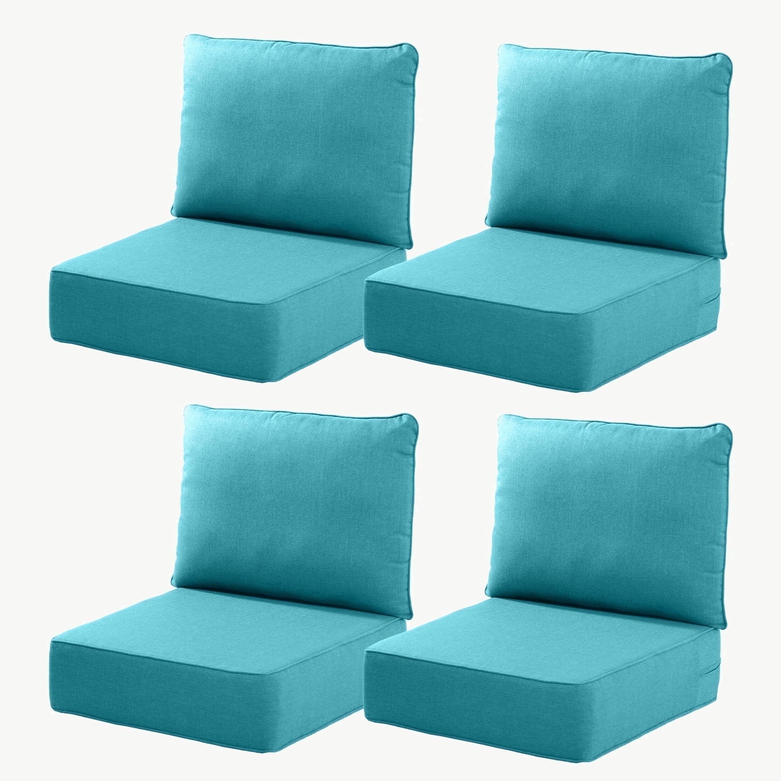 Joyofarm 24" x 22" x 6" Outdoor Chair Cushions for Patio Furniture, Deep Seat and High Back for Patio Rocking Dining Chair and Couch, Light Blue (Set of 4)