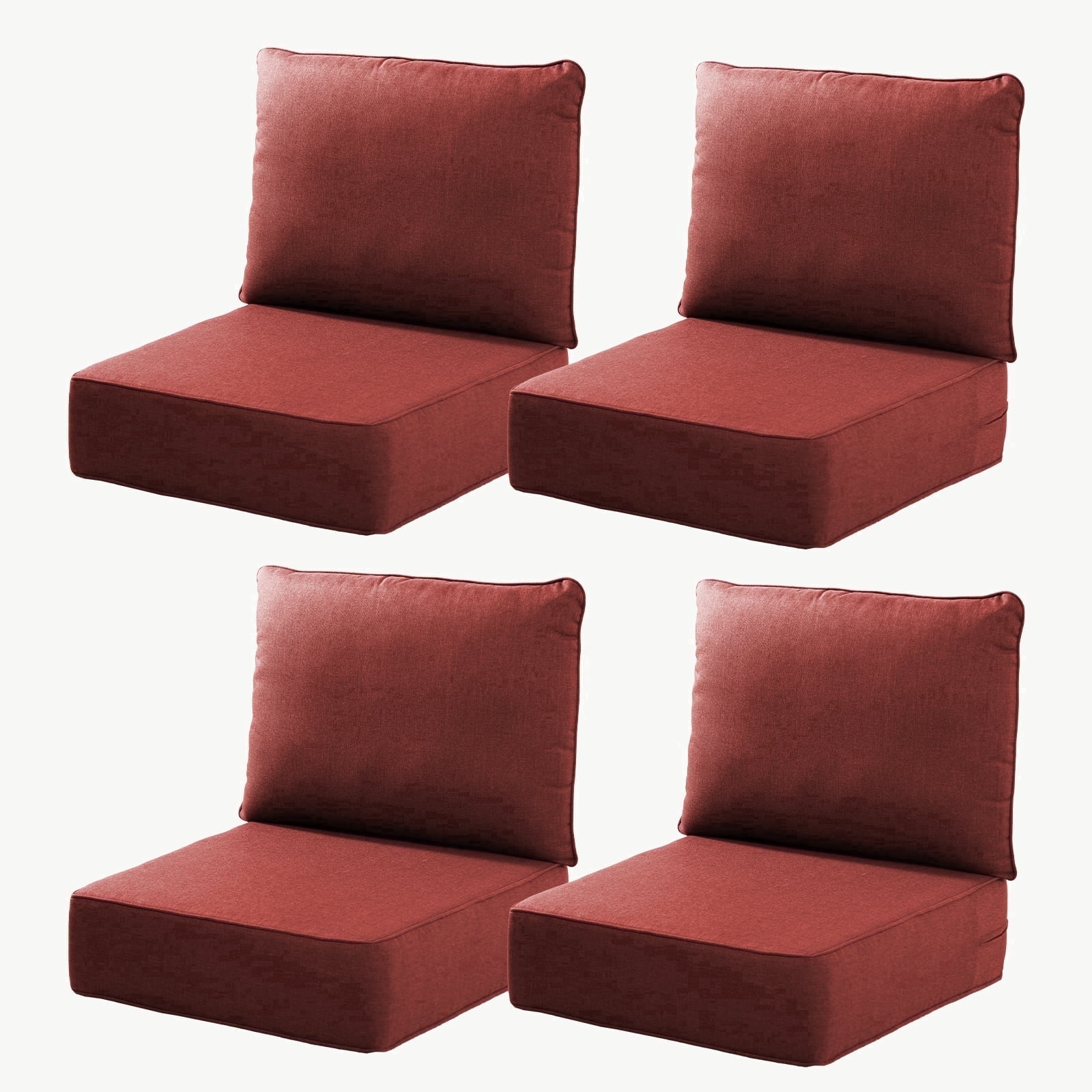 Joyofarm 24" x 22" x 6" Outdoor Chair Cushions for Patio Furniture, Deep Seat and High Back for Patio Rocking Dining Chair and Couch, Red (Set of 4)