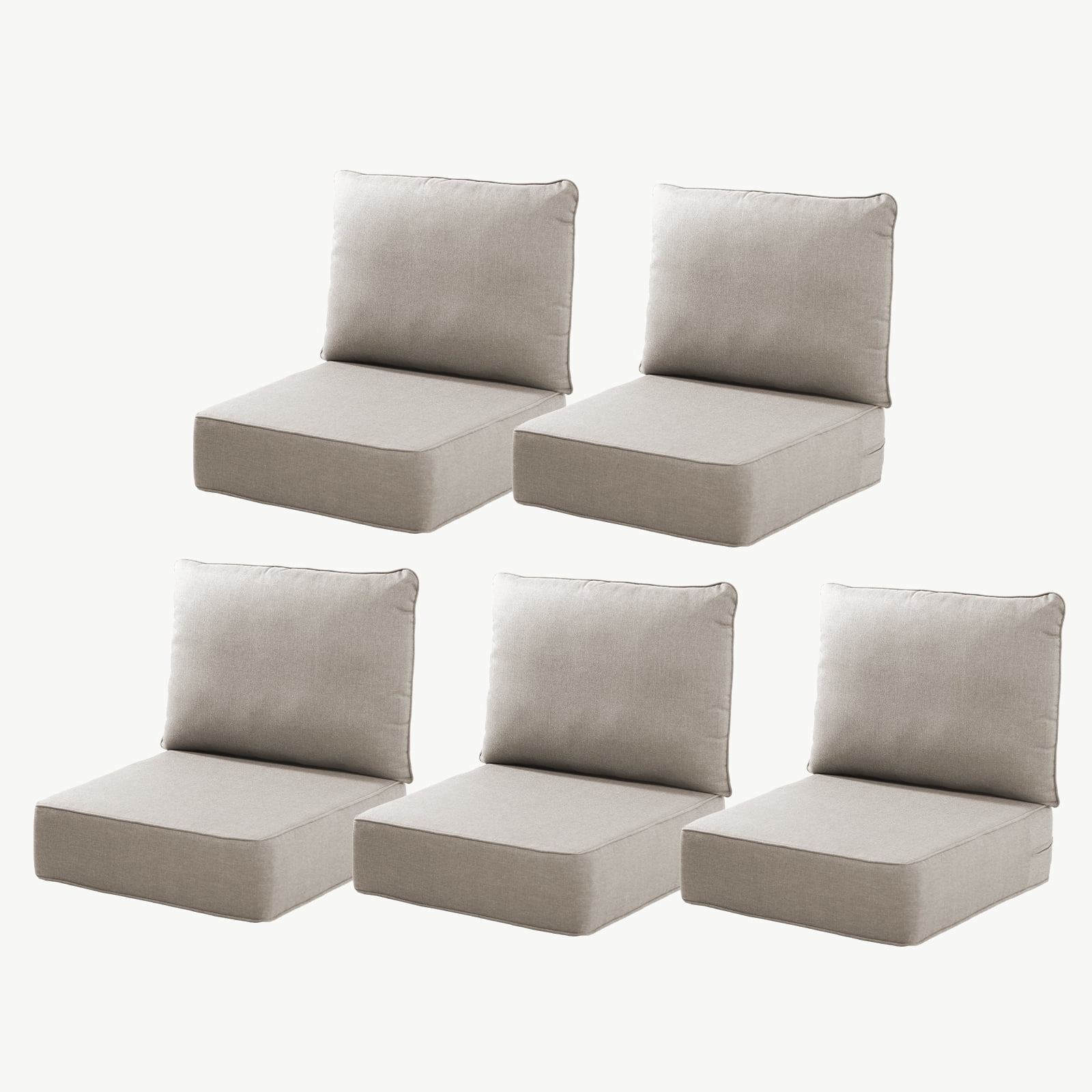 Joyofarm 24" x 22" x 6" Outdoor Chair Cushions for Patio Furniture, Deep Seat and High Back for Patio Rocking Dining Chair and Couch, Beige (Set of 5)