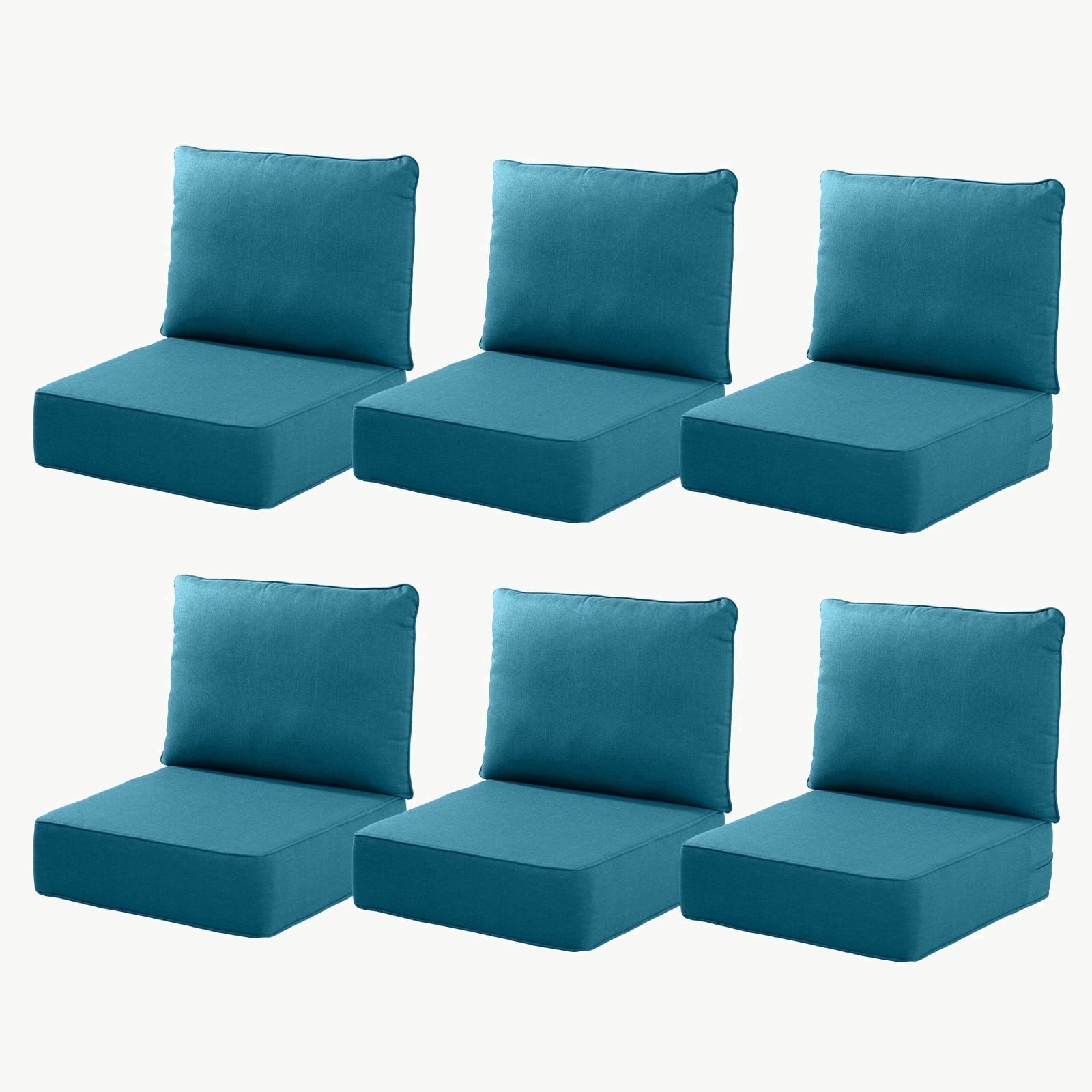 Joyofarm 24" x 22" x 6" Outdoor Chair Cushions for Patio Furniture, Deep Seat and High Back for Patio Rocking Dining Chair and Couch, Peacock Green (Set of 6)
