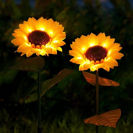 Joyoldelf Beautiful Solar Sunflower Flower Light Patio LED Lights 8 Hours Lasting Brightness