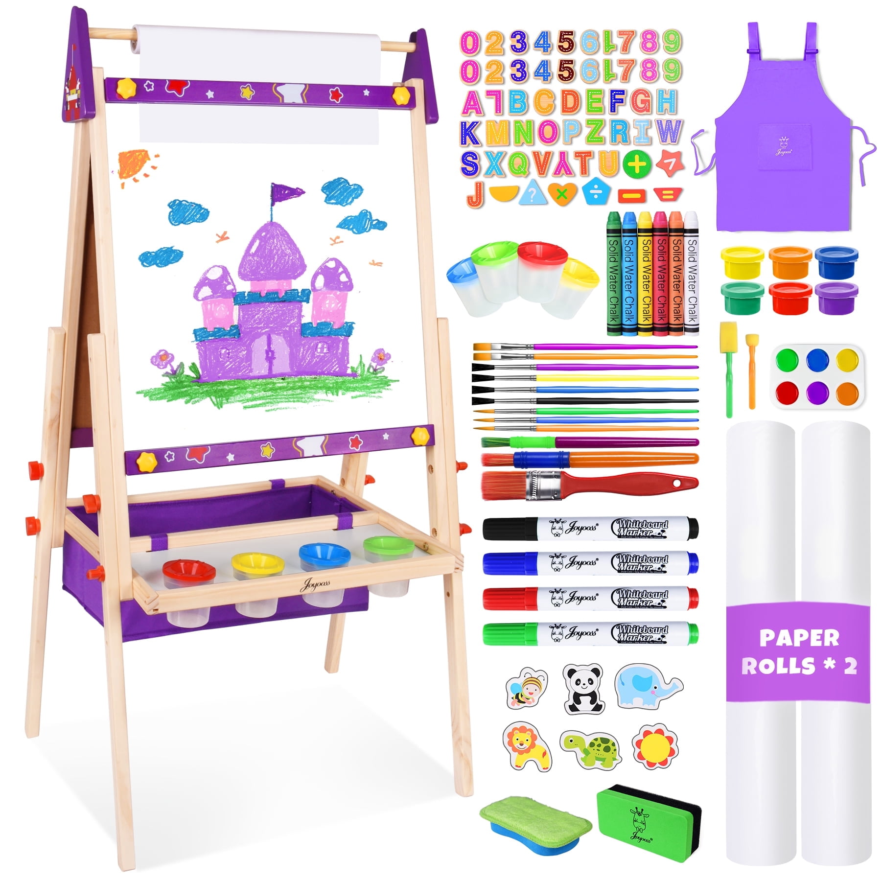 JOYOOSS Kids Double-Sided Wooden Art Easel with 98+ Accessories JOY131