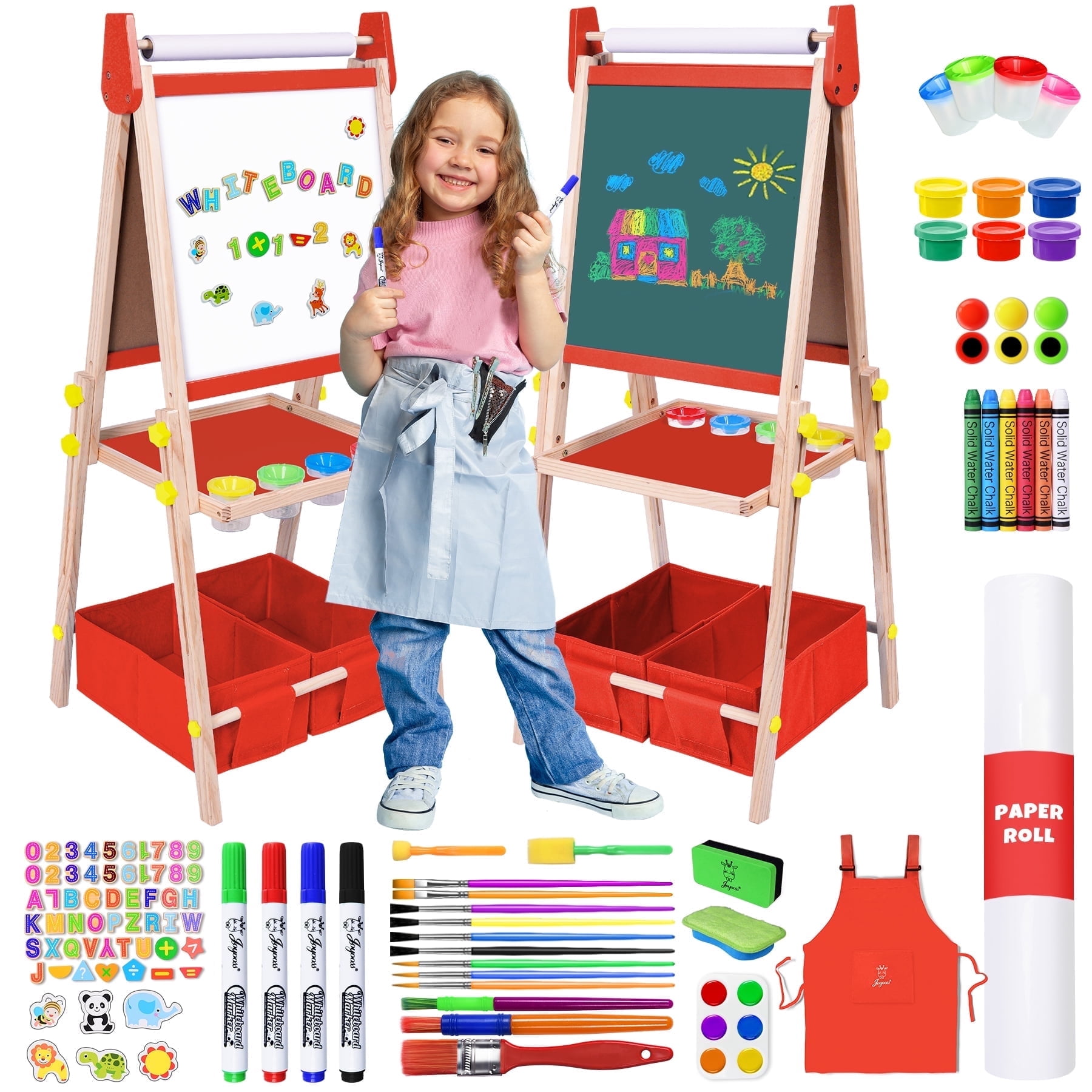 Joyooss Kids Art Easel Adjustable Wooden Double-Sided with Paper Roll Joyooss 122 RED