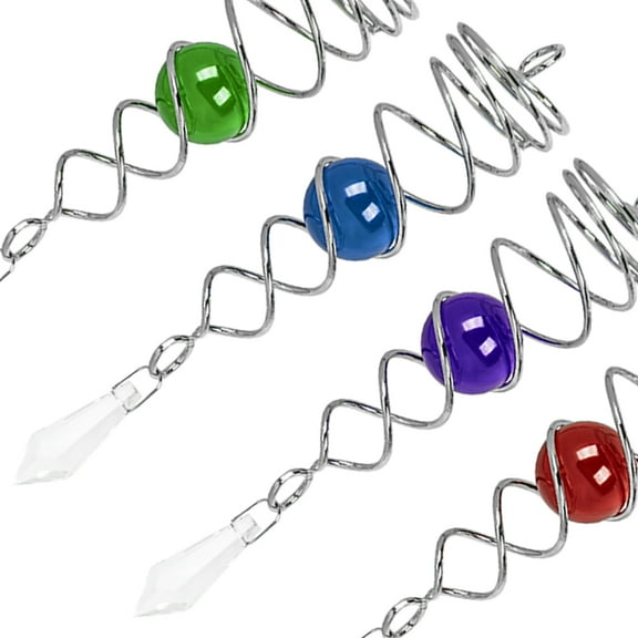 Joyouann 4.5" Blue Stainless Steel Glass Ball with Hanging Swivel Wind Spinner
