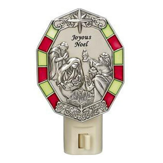Joyous Noel - Nativity Scene Stain Glass NightLight by Ganz