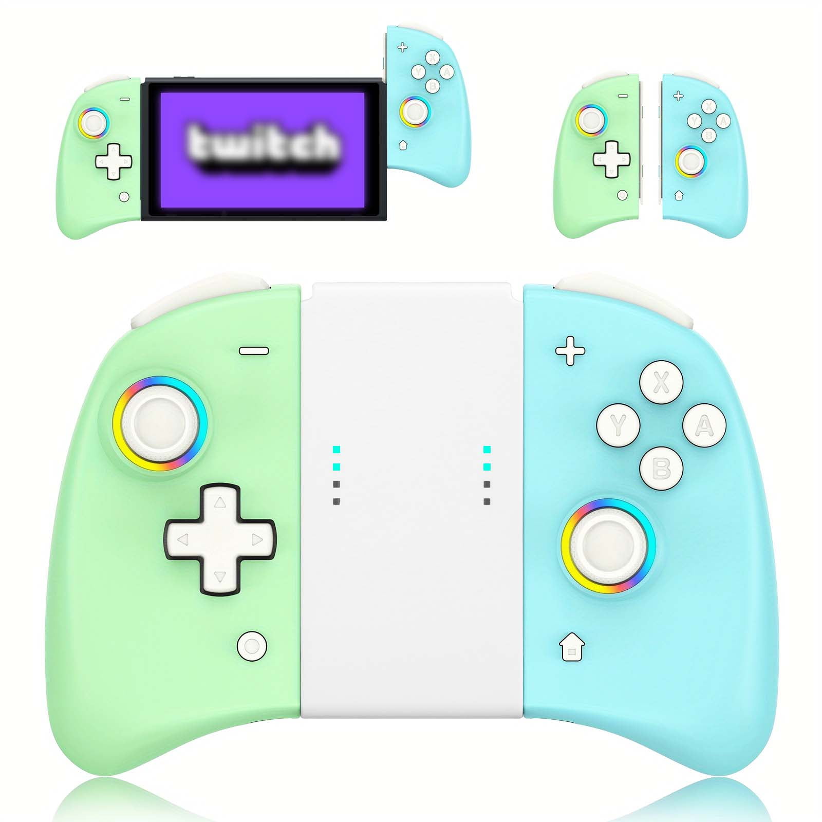 Joypad Controller for Nintendo Switch/Switch Lite/Switch OLED,Wireless Joy  Con Replacement Switch for Joycon Controller 8 Colors Breathing Adjustable