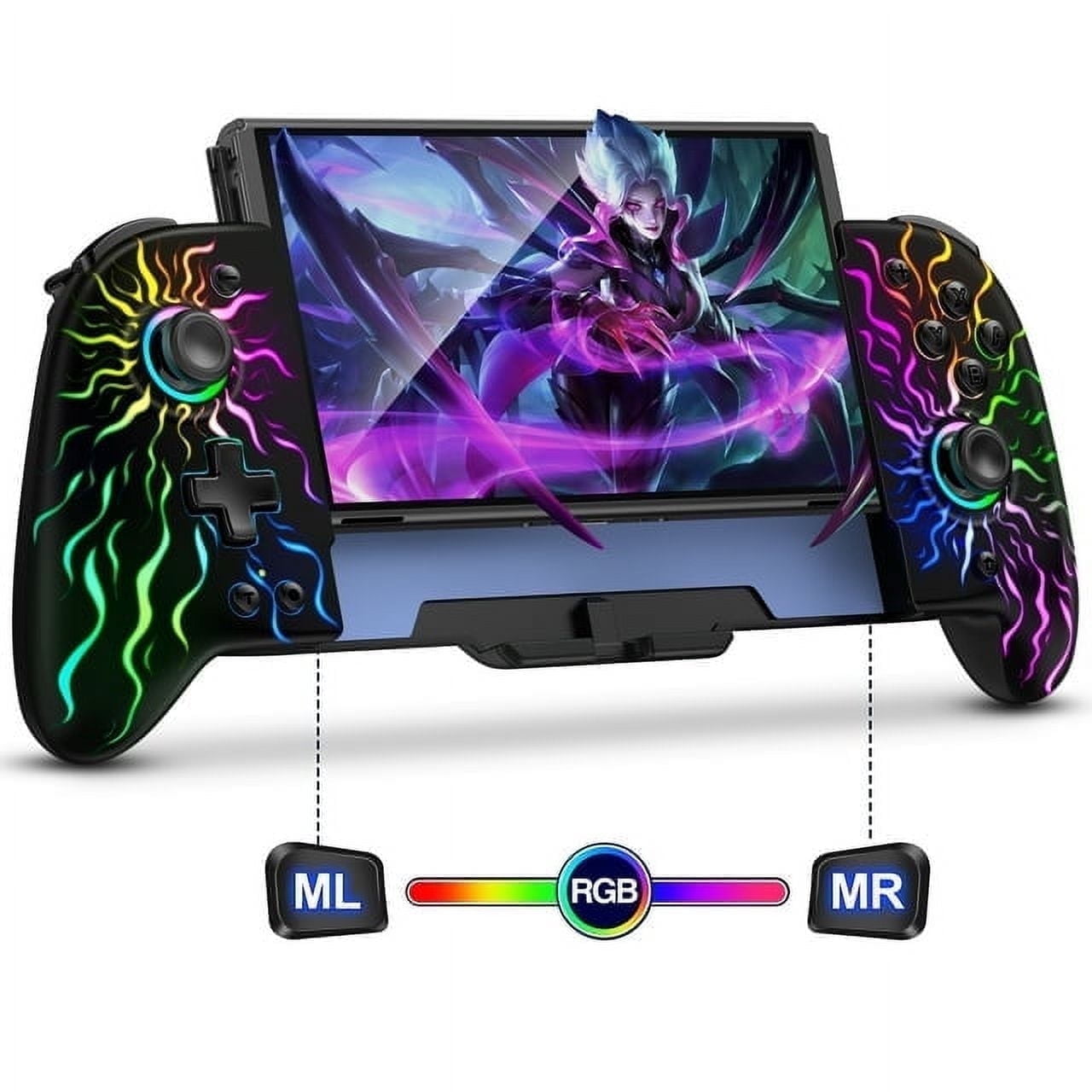 Joypad for Nintendo Switch/OLED Joy Cons, ESYWEN Switch Controller with Handheld Grip, Ambient Lighting, Hall Joystick,for Christmas Gift