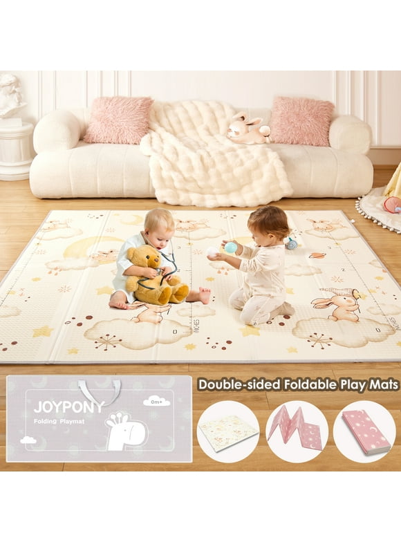 Joypony  59 x 71 inch Baby Play Mat, Foldable Play Mats for Babies and Toddlers with Travel Bag,‎Rabbit