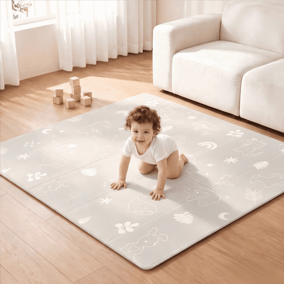 Joypony Baby Play Mat, 47 x 47 inch Foldable Play Mats for Babies and Toddlers, Waterproof & Anti-Slip Portable Playmat for Playpen
