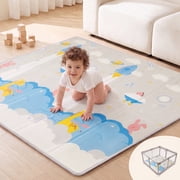 Joypony Baby Play Mat, 47 x 47 inch Reversible Waterproof Foldable Foam Mat for Tummy Time and Crawling, Anti-Slip, with Travel Bag, Indoor/Outdoor