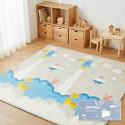 Joypony Baby Play Mat, 47 x 47 inch Reversible Waterproof Foldable Foam Mat for Tummy Time and Crawling, Anti-Slip, with Travel Bag, Indoor/Outdoor