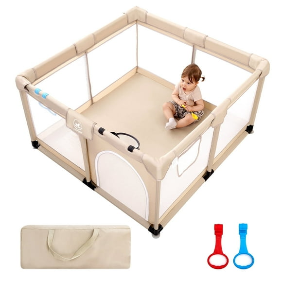 Joypony Baby Playpen with Gate, 50 x 50 in, Breathable Mesh, Indoor/Outdoor Play Yard for Babies and Toddlers