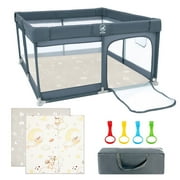 Joypony Baby Playpen with Mat, Large Playpen for Babies and Toddlers, 50 x 50 x 27 inches, Unisex