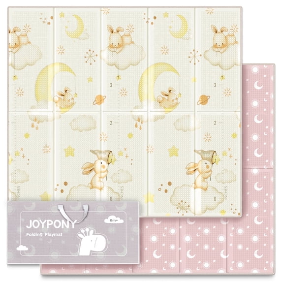Joypony Baby Play Mat, 50 x 50 in, Double-Sided, Foldable, Large Play Area for Babies and Toddlers