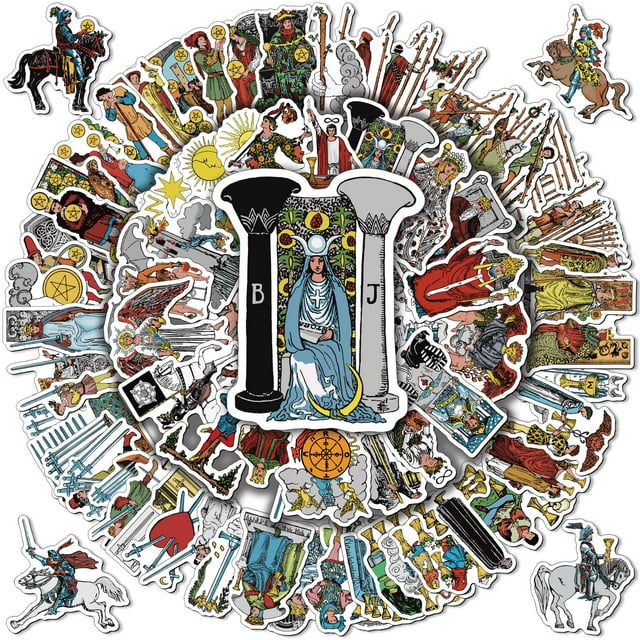 Joyppy Tarot Stickers, Set of 115PCS 3.15" Unique Stickers for Laptop Phone Case, Vinyl Waterproof Stickers for Water Bottles, Gifts for All Tarot Enthusiasts