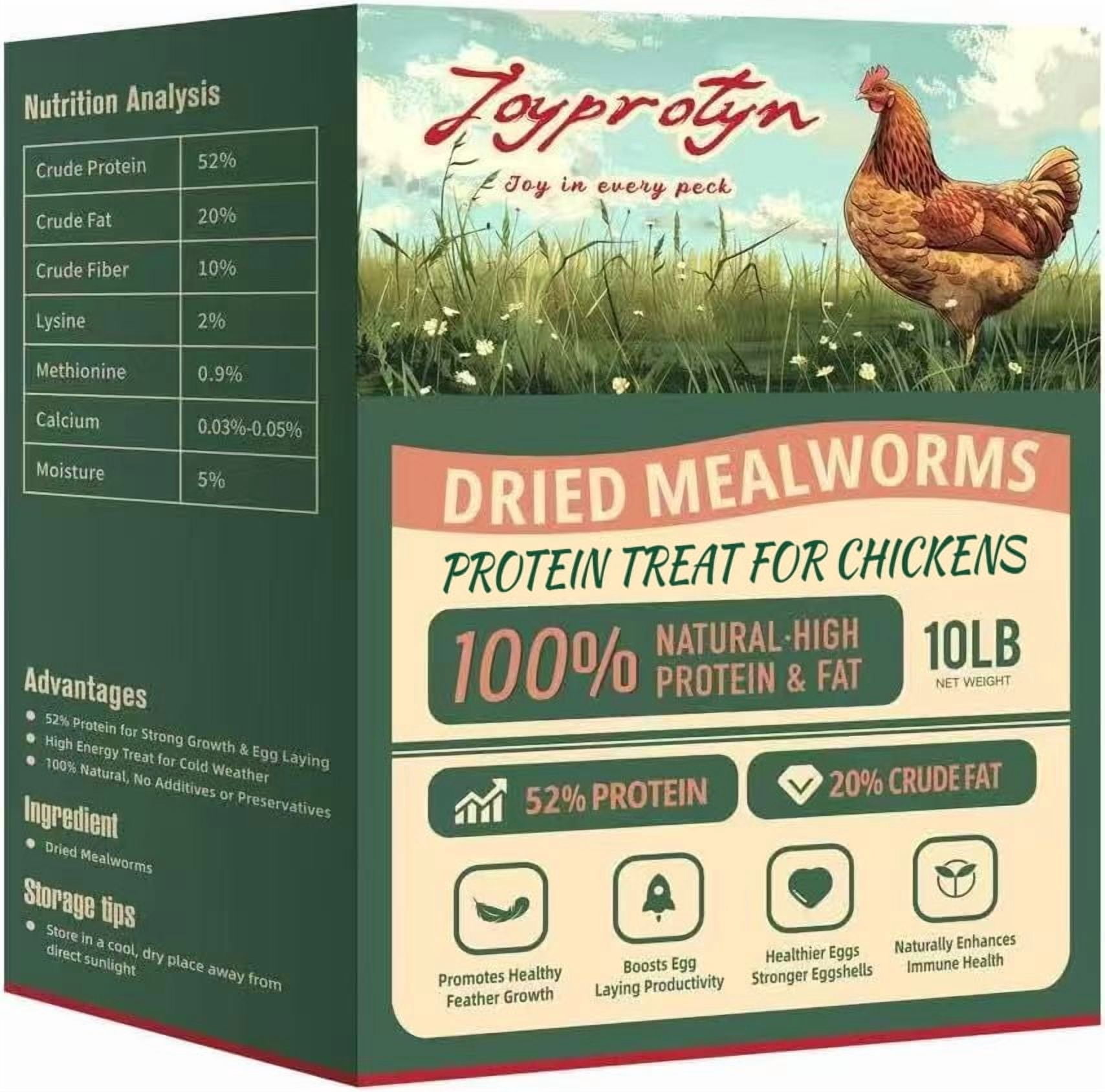 Joyprotyn 5LB Non-GMO Dried Mealworms - High Protein Natural Feed & Chicken Treats for Chickens, Ducks, Wild Birds, Quails & Reptiles - Support Egg Production & Feather Growth