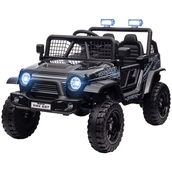 Joyracer 12 Volt Ride on Toys, Battery Powered Kids Ride on Truck for Kids, Power Car wheels w/ Remote Control, Spring Suspension, 3 MPH Max Speed, Music, Horn & LED Lights, Ages 3-6, Black