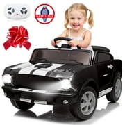 Joyracer 12 Volt Ride on Toys with Remote, Shelby GT350 Electric Cars for Toddlers, Toy Gift w/ USB, Bluetooth/MP3, Horn, 3 Speeds, LED Light, Black
