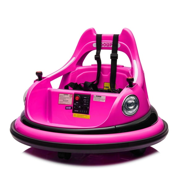 Joyracer 12V Kids Bumper Car with Remote Control, 360° Spin Ride on Toy, 5-Point Safety Harness, LED Lights, Bluetooth Music, Anti-Collision Strip, Battery Powered Bumper Car, Pink