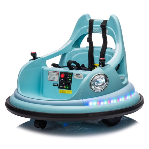 Joyracer 12V Kids Bumper Car with Remote Control, 360° Spin Ride on Toy, 5-Point Safety Harness, LED Lights, Bluetooth Music, Anti-Collision Strip, Battery Powered Bumper Car, Green