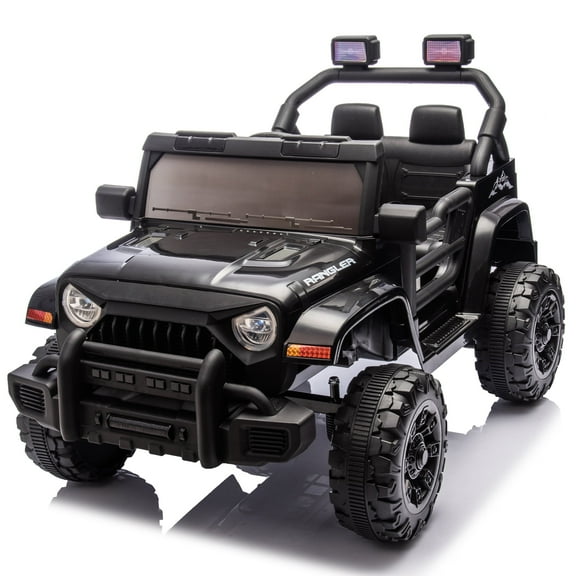 Joyracer 12V Kids Ride on Car with Remote Control, 4-Wheel Suspension, Bluetooth Music, USB/MP3, LED Headlights, Slow Start, Electric Ride On Toy for Boys & Girls, Black