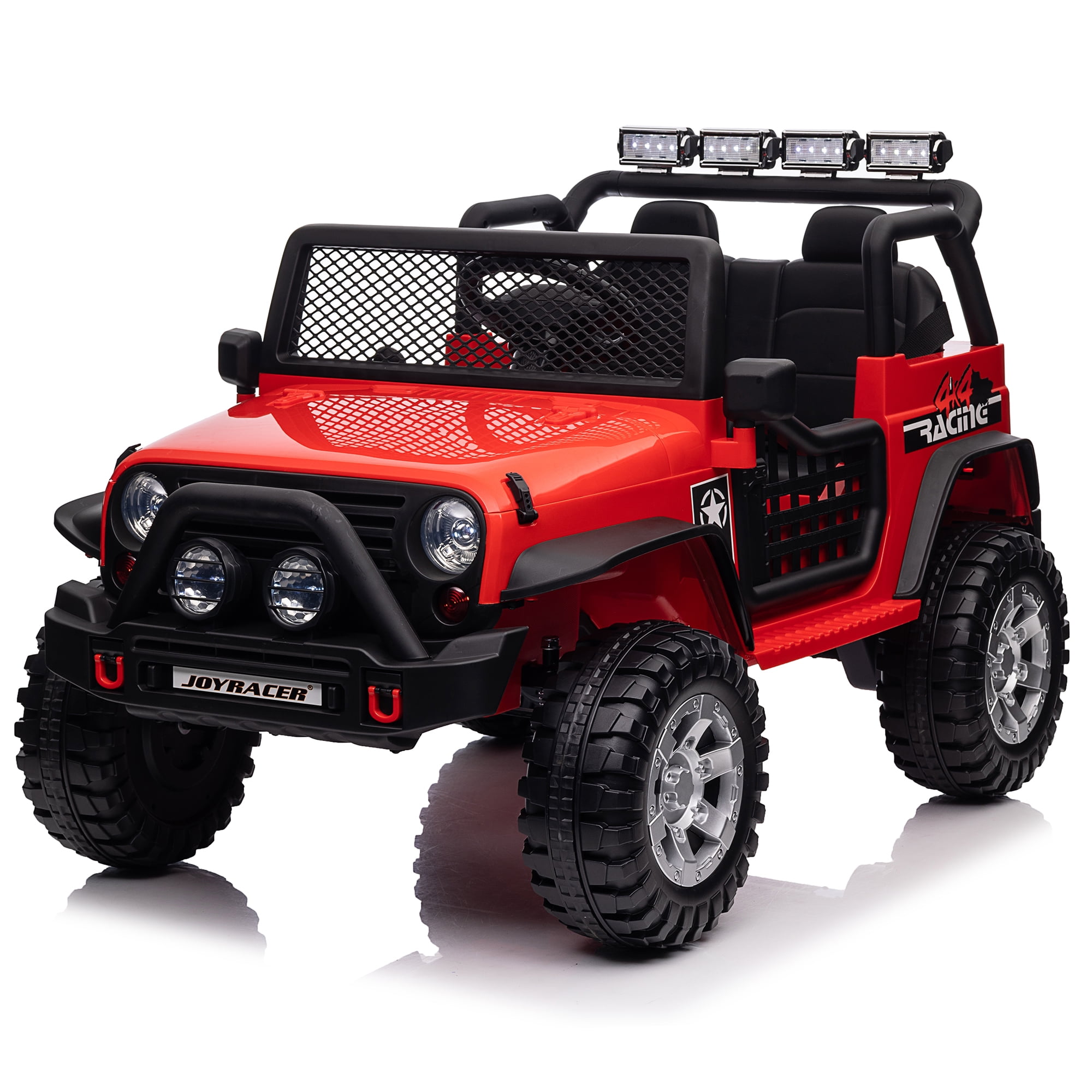 Joyracer 12V Kids Ride On Truck Car with Parent Remote Control & 2 Seater,2* 55W Motor,9 AH Battery Powered Toy Car with Spring Suspension,3 Speeds,LED Lights,Bluetooth Music for Girl Boy, Red