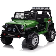 Joyracer 12V Kids Ride on Truck Car with Parent Remote Control & 2 Seater, 5.5 AH Battery Powered Toy Car with 4 Large Wheels, Spring Suspension, 3 Speeds, LED Lights, Bluetooth for Girl Boy, Army Green