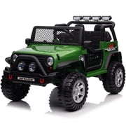 Joyracer 12V Kids Ride on Truck Car with Parent Remote Control & 2 Seater, 5.5 AH Battery Powered Toy Car w/ 4 Large Wheels, Spring Suspension, 3 Speeds, LED Lights, Bluetooth for Girl Boy, ArmyGreen
