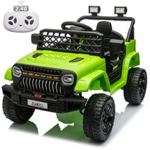 Joyracer 12V Kids Ride on Truck Car with Remote Control, Toddler Toys Car, Electric Powered Ride on Toys w/ 3-Speed, Suspension, Music, Bluetooth, MP3, LED Lights, Green