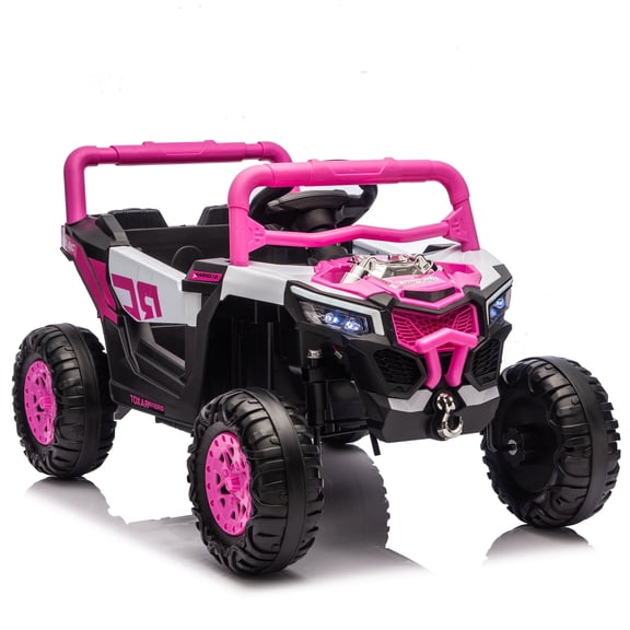 Joyracer 12V Ride On Toy for Kids Ages 3-8 with Parent Remote Control, LED Lights, Music, Comfortable Seat, Rose