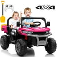 thumbnail image 1 of Joyracer 24 Volt Ride on Toys, 4WD Ride on Dump Truck for Kids, 2 Seater Ride on Car with Remote, Electric Power Car Wheels Toys with Trailer & Shovel, MP3/Bluetooth Music, Pink, 1 of 10