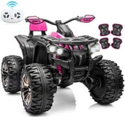 Joyracer 24 Volt Ride on ATV for Kids, 4WD 4 Wheeler Electric Car with Remote Control, 2 Seats Ride on Toys for Toddlers, w/Headlights, Bluetooth, Music, USB, Black