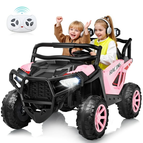 Joyracer 800W 24 Volt Ride on Toys, 4WD/2WD Switchable Powered Ride on UTV with Remote Control, Kids Electric Car w/ 2 Seater, Power Car Wheels, 3 Speeds, Music, Bluetooth, MP3, USB, Horn, Pink