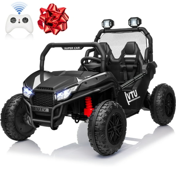 Joyracer 24 Volt Ride on Toys with Remote, Metal Frame Electric Powered off-Road UTV with 2 XL Seater, 4x200W 5MPH Max, 4WD/2WD Switchable, 3 Speeds, Bluetooth, Storage, Black