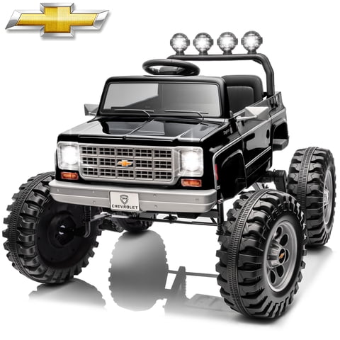 Chevrolet Cheyenne 24 Volt Ride on Toys with Remote, Ride on Truck for Big Kids, Joyracer Power Car Wheels with Bluetooth, Black