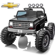 Joyracer Chevrolet Cheyenne 4WD 24 Volt Ride on Toys, Electric Car for Kids, Power Truck Wheels with Remote, Bluetooth, USB, LED Lights, Black