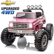 Chevrolet Cheyenne 4WD 24 Volt Ride on Toys, Joyracer Electric Car for Kids, Power Truck Wheels with Remote, Bluetooth, USB, LED Lights, Pink
