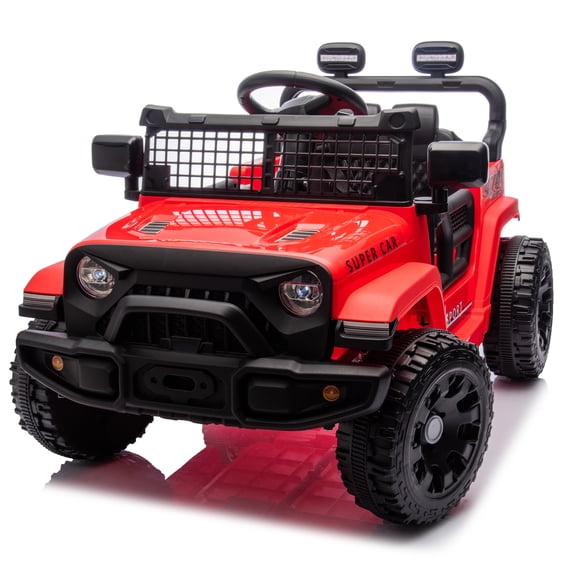 Joyracer 24 Volt Ride on Toys, Electric Car for Kids, Power Car Wheels with Bluetooth, LED Lights, Music, Red, Ages 3-8