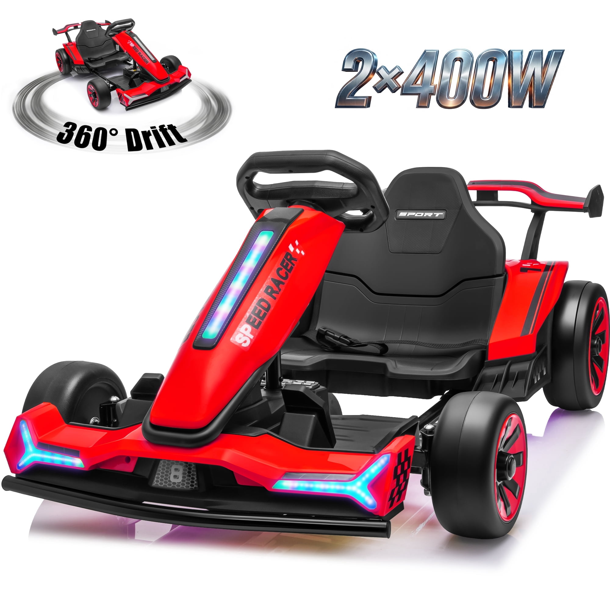Joyracer 24V Go Kart for Kids 6-12, 2x400W Motors Electric Drift
