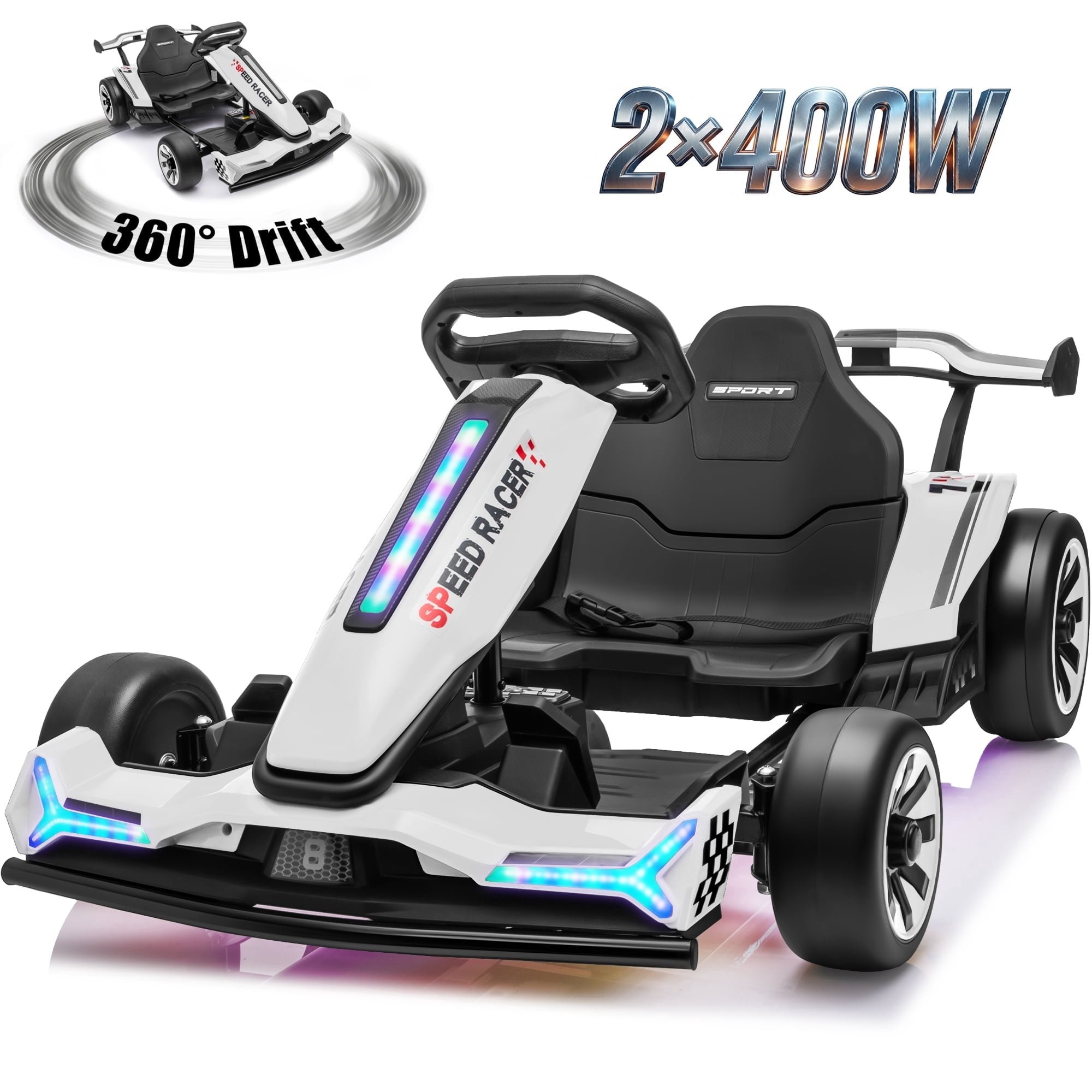 スポーツトイ・アクショントイ Yoyojam phenomizm 24k white Joyracer 24V Go Kart for Kids 6-12, 2x400W Motors Electric Drift