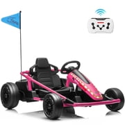 Joyracer 24V 14Ah Kids Electric Go Kart, 400W Ride on Toys with Remote Control, 3 Speeds Up to 10 MPH, Drift Go Kart for Ages 6+, Music, Bluetooth, Lights, Metal Frame, Pink