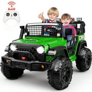 Joyracer 24V 2 Seater Kids Ride on Truck with Remote Control, 4×200W Motor, Electric Battery Powered Toys Car w/ 4 Wheels Spring Suspension, 3 Speeds, LED Lights, Bluetooth Music, Army Green