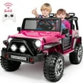 thumbnail image 1 of Joyracer 24V 2 Seater Kids Ride on Truck with Remote Control, 4×200W Motor, Electric Battery Powered Toys Car w/ 4 Wheels Spring Suspension, 3 Speeds, LED Lights, Bluetooth Music, Rose Pink, 1 of 10