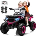 thumbnail image 1 of Joyracer 24V 2-Seater Kids Ride on Toy, 4*200W Motors, 9AH Battery Powered Electric 4-Wheeler ATV w/ Kneepads, Music, Pink, 1 of 9