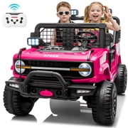 Joyracer 24V 4WD Ride on Toys with Remote Control, 2 Seater Kids Electric Car 9AH Battery Powered Truck Vehicle Powered 4-Wheeler Toy w/ Spring Suspension, Bluetooth Music, Gift for Boys Girls Pink