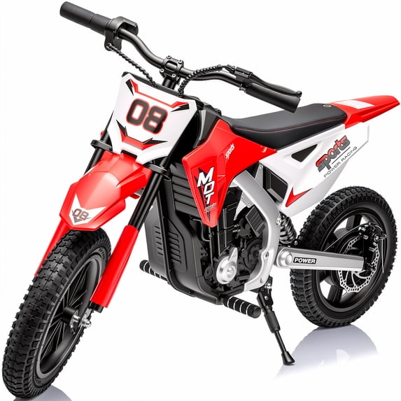 Joyracer 24V Electric Dirt Bike for Kids, 250W Powered Motorcycle,Ride on Toys with 3 Speed Modes, Twist Grip Throttle, Rear Disc Brakes, 15" Pneumatic Tire, Red